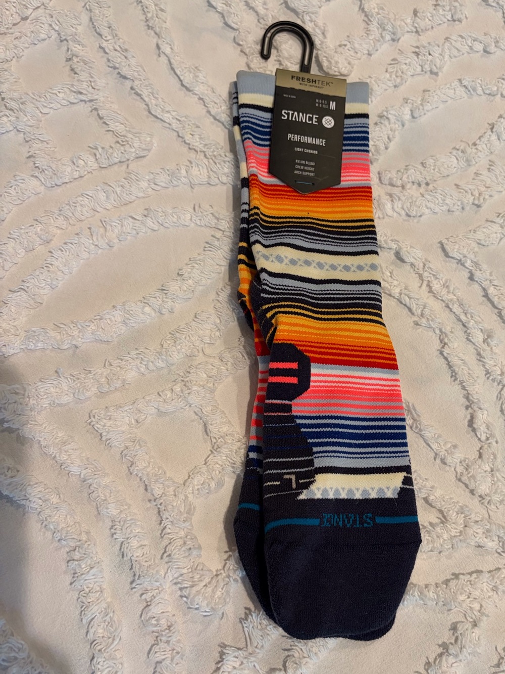 Stance Men's Striped Performance Crew Socks - Navy, Orange, Pink, Cream